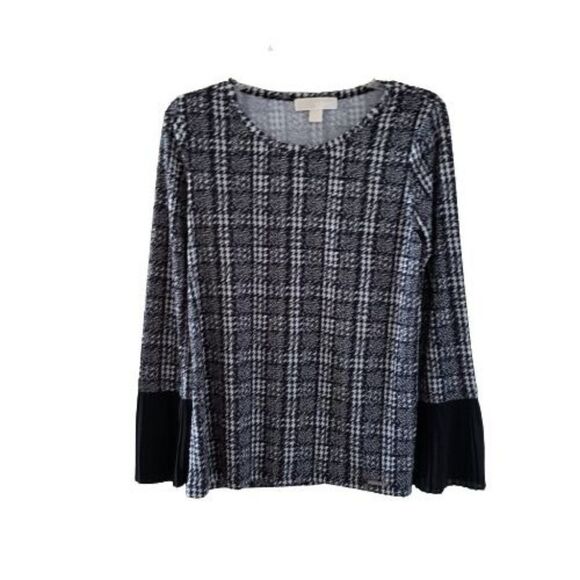 Michael Kors black and white long sleeve top blouse tee small - Picture 1 of 8